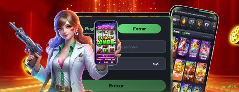Login rápido no app pop678